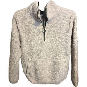 Te Verde Cream Sherpa Fleece Pullover Sz L Cozy Elevated Earthy